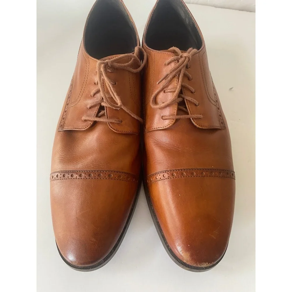 Cole‎ Haan shoes Sz 12 Grand OS brown  British Tan Leather Cap Toe Brogue Oxford